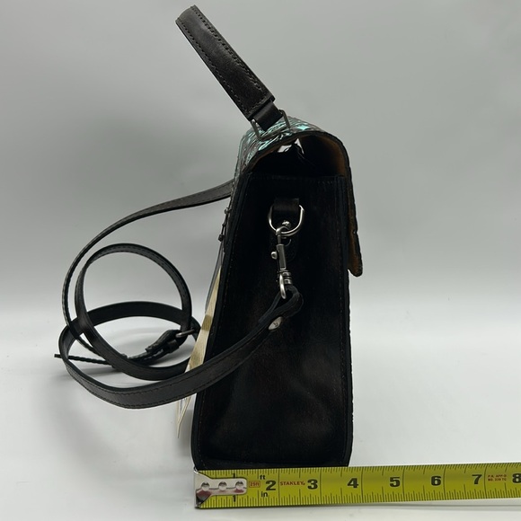 2439- Patricia Nash Embossed Leather Top Handle Crossbody Bag Turquoise Tooled - Picture 7 of 12